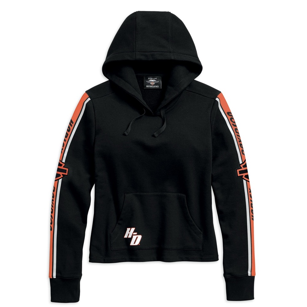 Harley-Davidson Women's Black Hoodie with Orange Stripes